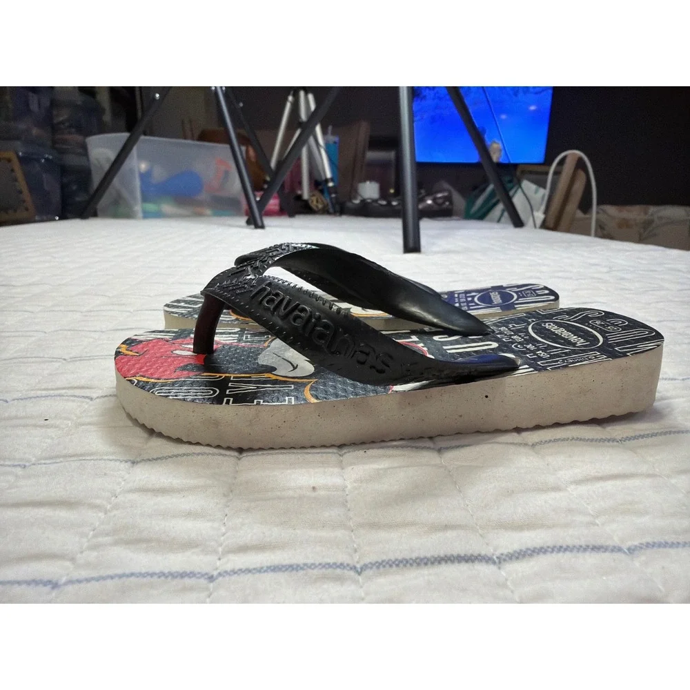 Havaianas Kids Mickey Mouse Flip Flops Black White Red Disney Sandals Size‎ 10C